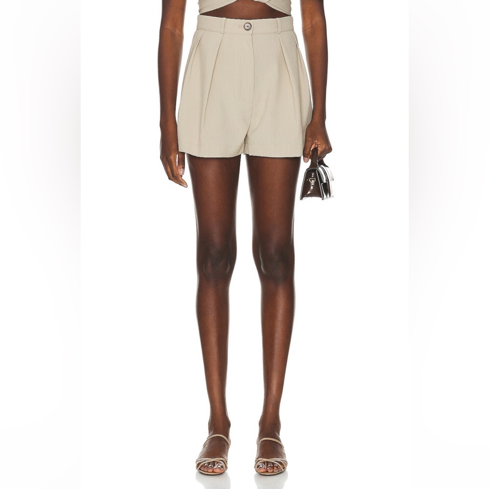 Matthew Bruch Beige Pleated Shorts